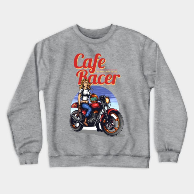 Vintage Racer Caffee Girl Crewneck Sweatshirt by xxxbomb